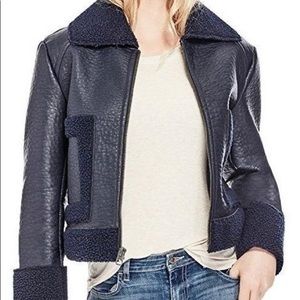 Guess Blue Faux Leather Jacket